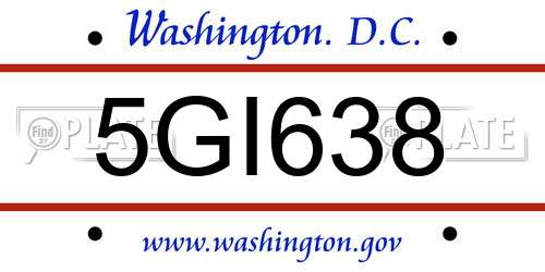 5GI638 District Of Columbia License Plate