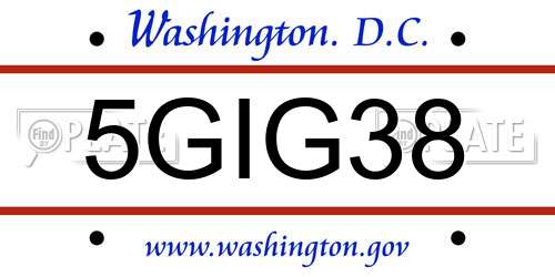 5GIG38 District Of Columbia License Plate