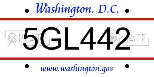 5GL442 District Of Columbia License Plate