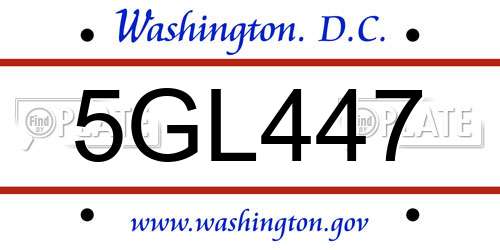 5GL447 District Of Columbia License Plate