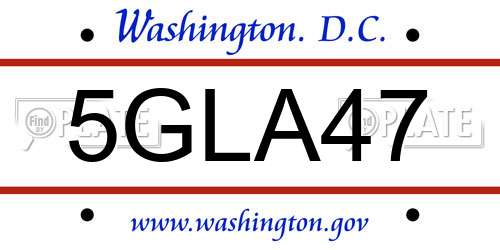 5GLA47 District Of Columbia License Plate