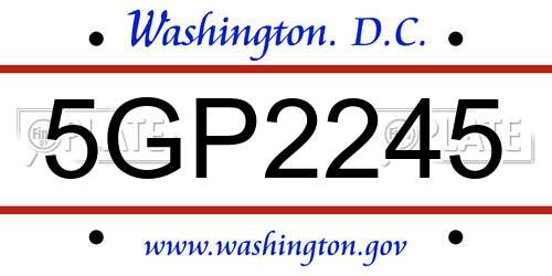 5GP2245 District Of Columbia License Plate