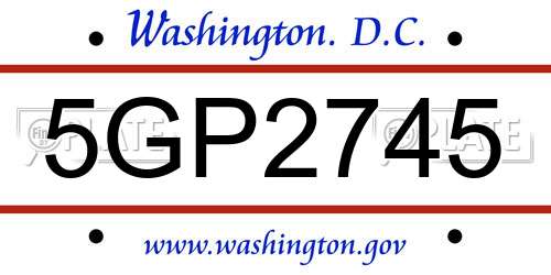 5GP2745 District Of Columbia License Plate