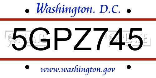 5GPZ745 District Of Columbia License Plate