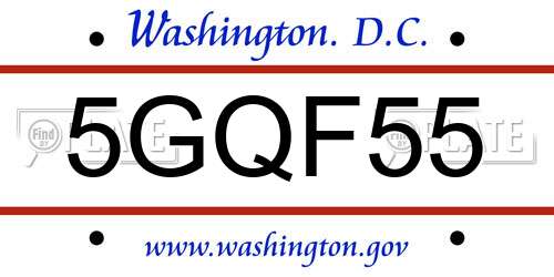 5GQF55 District Of Columbia License Plate