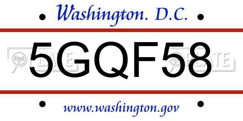 5GQF58 District Of Columbia License Plate
