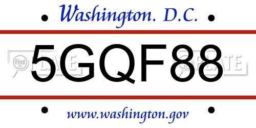 5GQF88 District Of Columbia License Plate