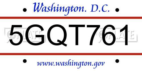 5GQT761 District Of Columbia License Plate