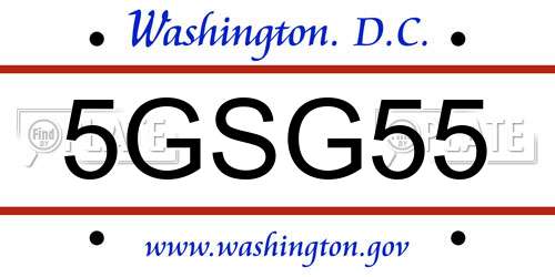5GSG55 District Of Columbia License Plate