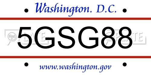 5GSG88 District Of Columbia License Plate