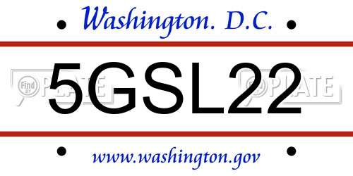 5GSL22 District Of Columbia License Plate
