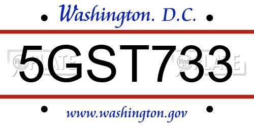 5GST733 District Of Columbia License Plate