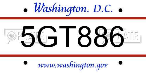 5GT886 District Of Columbia License Plate