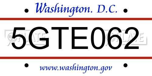 5GTE062 District Of Columbia License Plate