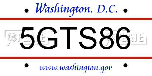 5GTS86 District Of Columbia License Plate