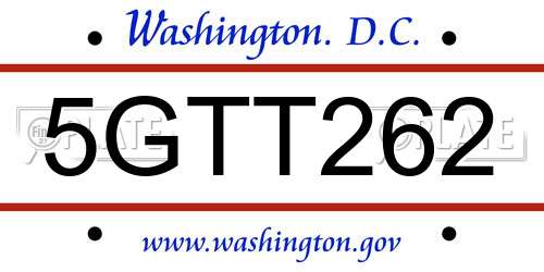 5GTT262 District Of Columbia License Plate