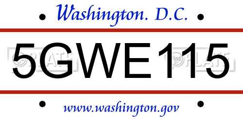 5GWE115 District Of Columbia License Plate