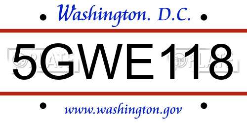 5GWE118 District Of Columbia License Plate