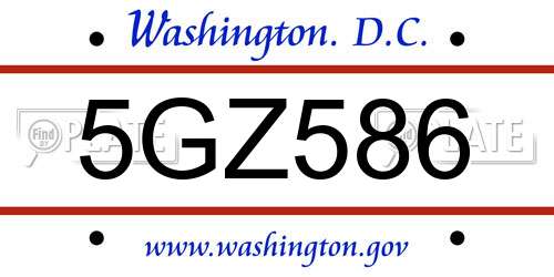 5GZ586 District Of Columbia License Plate