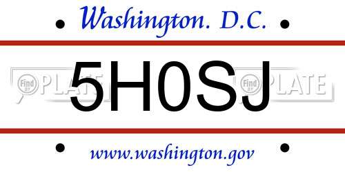 5H0SJ District Of Columbia License Plate