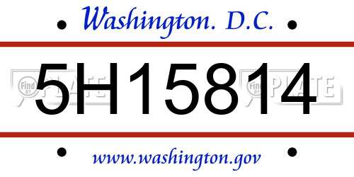 5H15814 District Of Columbia License Plate