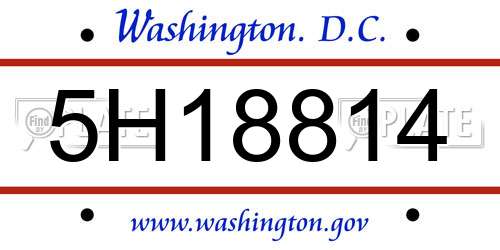 5H18814 District Of Columbia License Plate
