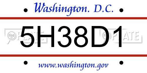 5H38D1 District Of Columbia License Plate