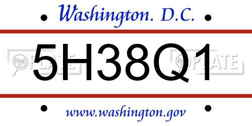 5H38Q1 District Of Columbia License Plate