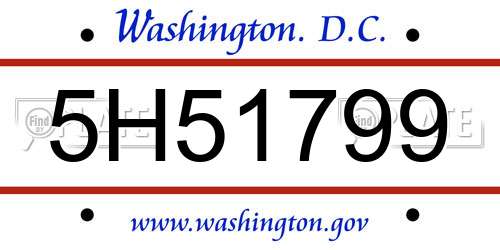 5H51799 District Of Columbia License Plate