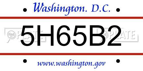 5H65B2 District Of Columbia License Plate