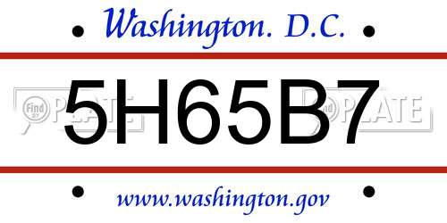 5H65B7 District Of Columbia License Plate