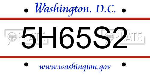 5H65S2 District Of Columbia License Plate