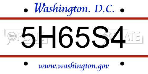 5H65S4 District Of Columbia License Plate