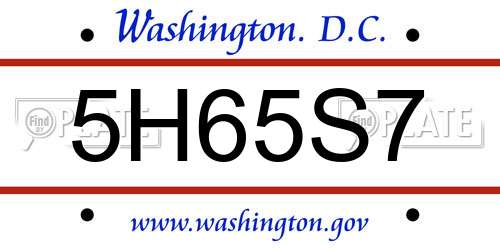 5H65S7 District Of Columbia License Plate