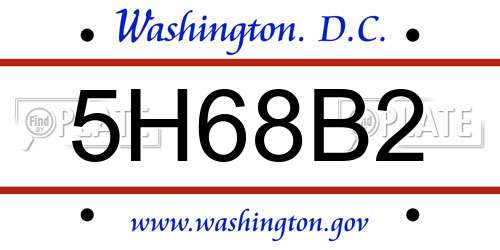 5H68B2 District Of Columbia License Plate