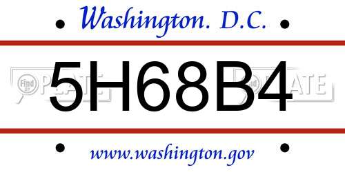 5H68B4 District Of Columbia License Plate