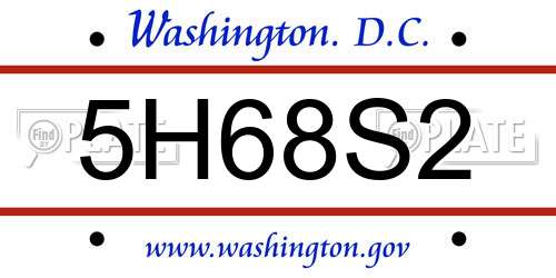 5H68S2 District Of Columbia License Plate