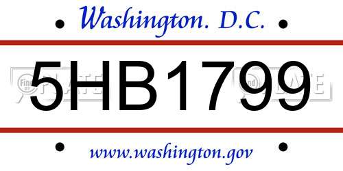 5HB1799 District Of Columbia License Plate