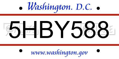 5HBY588 District Of Columbia License Plate