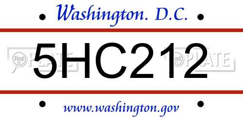 5HC212 District Of Columbia License Plate