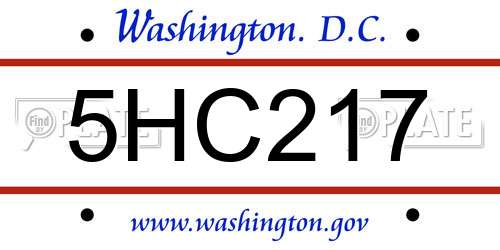 5HC217 District Of Columbia License Plate