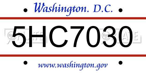 5HC7030 District Of Columbia License Plate