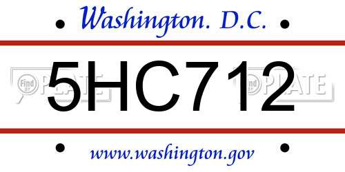 5HC712 District Of Columbia License Plate