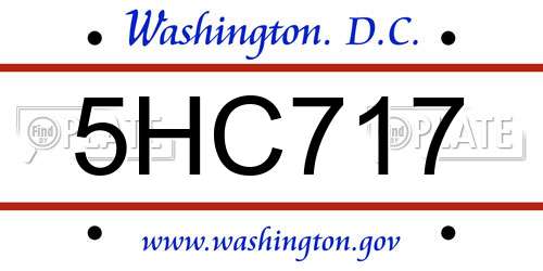 5HC717 District Of Columbia License Plate