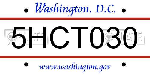 5HCT030 District Of Columbia License Plate