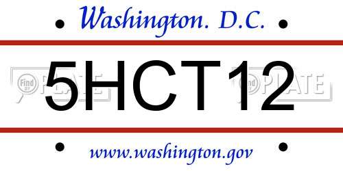 5HCT12 District Of Columbia License Plate