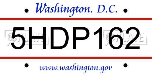 5HDP162 District Of Columbia License Plate