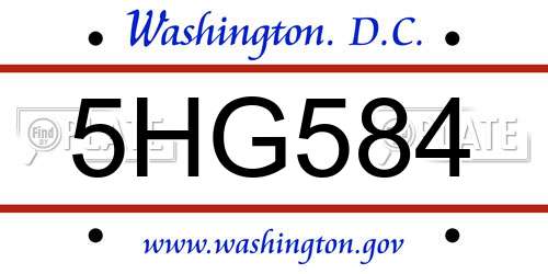 5HG584 District Of Columbia License Plate