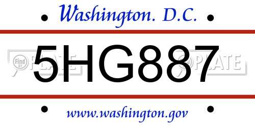 5HG887 District Of Columbia License Plate