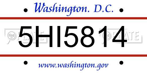 5HI5814 District Of Columbia License Plate